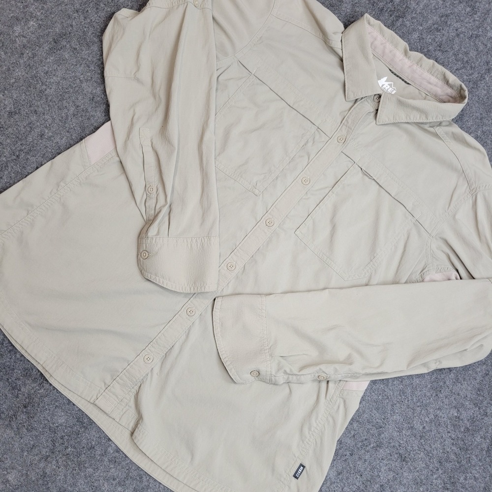 REI Coop Shirt Womens XL Gray Sahara Hiking Ventilated Long Sleeve Button Up